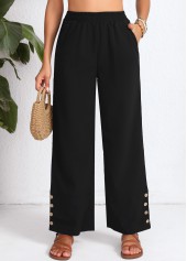 pantalon noir taille haute boutonné taille élastique