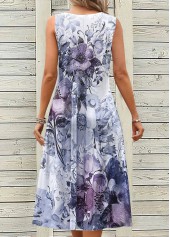 Dusty Purple dresses,Floral dresses,Plants dresses,Everyday dresses,Casual dresses,ROTITA Breathable Floral Print Dusty Purple A Line Sleeveless Dress