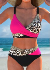 Rotita – Überrock-Bikini-Set mit Leopardenmuster in Pink