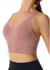 soutien-gorge de sport rose à bretelles larges et dos croisé