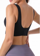Black intimates,Plain Color intimates,Scoop Neck Seamless Black Sports Bra