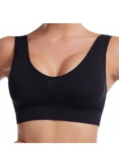 Black intimates,Plain Color intimates,Scoop Neck Breathable Black Sports Bra