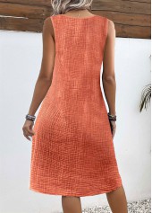 Orange dresses,Plain Color dresses,Everyday dresses,Casual dresses,ROTITA Plus Size Tummy Coverage Orange A Line Sleeveless Dress