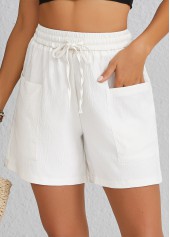 short taille haute blanc avec poche et taille élastique
