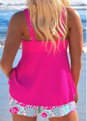 Hot Pink swimwear,Paisley swimwear,ROTITA Drawstring Hot Pink Paisley Print Tankini Set