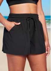 short de plage taille haute avec poche rotita noir à séchage rapide
