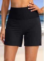 Schnelltrocknende schwarze Strandshorts mit hoher Taille und Tasche von Rotita