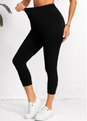 Schwarze Capri-Leggings mit hoher Taille und elastischem Bund