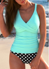ensemble de tankini à pois cyan rotita criss cross