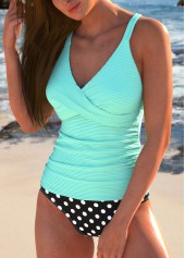 Cyan swimwear,Black swimwear,Dot swimwear,ROTITA Criss Cross Cyan Polka Dot Tankini Set