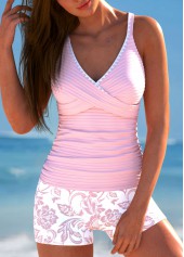 Rotita – Tankini-Set mit Überrock und Blumenmuster in Rosa