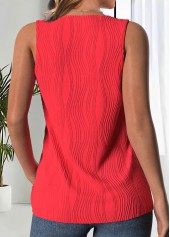 Red tops,Plain Color tops,ROTITA Circular Ring Red Round Neck Sleeveless Tank Top