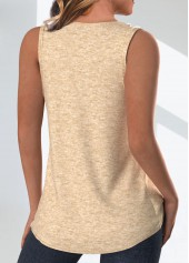 Light Camel tops,Plain Color tops,ROTITA Pocket Light Camel V Neck Sleeveless Tank Top