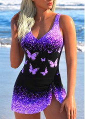 Purple swimwear,Black swimwear,Ombre swimwear,Animal Print swimwear,ROTITA Twist Purple Ombre One Piece Swimdress