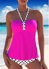 ensemble de tankini à pois rose vif à nouer rotita