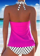 Hot Pink swimwear,Dot swimwear,ROTITA Tie Hot Pink Polka Dot Tankini Set