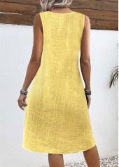 Light Yellow dresses,Plain Color dresses,Everyday dresses,Casual dresses,ROTITA Breathable Light Yellow A Line V Neck Sleeveless Dress