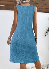Dusty Blue dresses,Plain Color dresses,Everyday dresses,Casual dresses,ROTITA Tummy Coverage Dusty Blue V Neck Sleeveless Dress