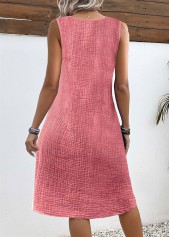 Pink dresses,Plain Color dresses,Everyday dresses,Casual dresses,ROTITA Breathable Light Pink A Line V Neck Sleeveless Dress