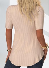 Skin Color tops,Floral tops,Plants tops,ROTITA Floral Print Skin Color Fake Two Piece Twinset