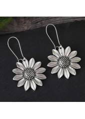 Silvery White jewelry,Silvery White Sunflower Design Alloy Earrings