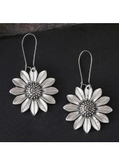 Silvery White jewelry,Silvery White Sunflower Design Alloy Earrings