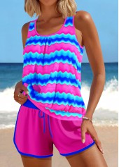 Rotita – Tankini-Set mit Patchwork und Wellenmuster in Pink