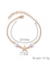 Gold jewelry,White jewelry,Contrast Color jewelry,Starfish Gold Pearl Design Alloy Anklet