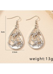 Silvery White jewelry,Star Waterdrop Silvery White Alloy Earrings