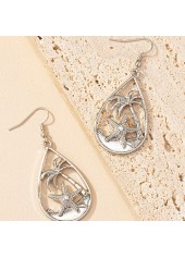 Silvery White jewelry,Star Waterdrop Silvery White Alloy Earrings