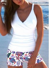 ensemble de tankini à imprimé tribal blanc surplis Rotita