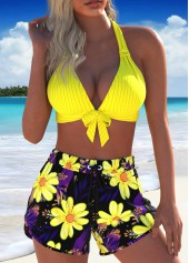 ensemble de bikini à imprimé floral jaune à nouer rotita
