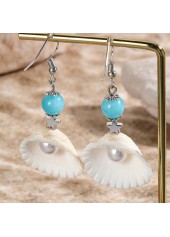 Beige jewelry,Turquoise jewelry,Contrast Color jewelry,Pearl Seashell Design Beige Alloy Earrings
