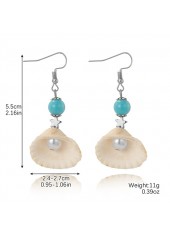 Beige jewelry,Turquoise jewelry,Contrast Color jewelry,Pearl Seashell Design Beige Alloy Earrings