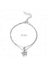 Silvery White jewelry,Animal Print jewelry,Butterfly Detail Silvery White Alloy Anklet