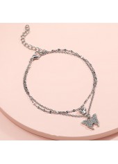 Silvery White jewelry,Animal Print jewelry,Butterfly Detail Silvery White Alloy Anklet