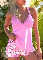 ensemble tankini à imprimé floral rose froncé rotita