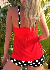 Red swimwear,Black swimwear,Dot swimwear,ROTITA Ruched Red Polka Dot Tankini Set
