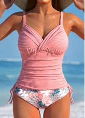 Rotita Tankini-Set mit gerüschtem rosa Blumenmuster