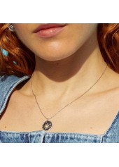 Silvery White jewelry,Contrast Color jewelry,Round Vintage Silvery White Alloy Necklace