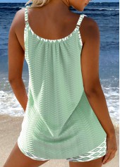 Sage Green swimwear,Geometric swimwear,ROTITA Bowknot Sage Green Geometric Print Tankini Set