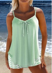 Sage Green swimwear,Geometric swimwear,ROTITA Bowknot Sage Green Geometric Print Tankini Set