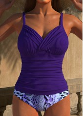 Rotita – Gerüschtes violettes Tankini-Set mit Animalprint