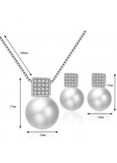 Silvery White jewelry,Geometric jewelry,Silvery White Pearl Alloy Geometric Earrings