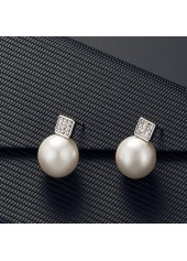 Silvery White jewelry,Geometric jewelry,Silvery White Pearl Alloy Geometric Earrings