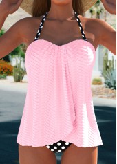 ensemble tankini rose clair à pois rotita à ourlet croisé