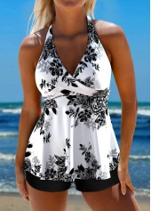 ensemble tankini à imprimé floral blanc croisé