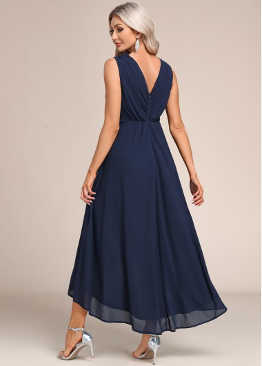 Plain Color dresses,Party dresses,Elegant dresses,ROTITA Sleeveless High Low Navy Blue Dress