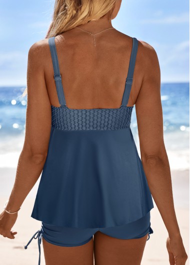 Grey swimwear,Plain Color swimwear,ROTITA Surplice Grey Mid Waisted Tankini Set