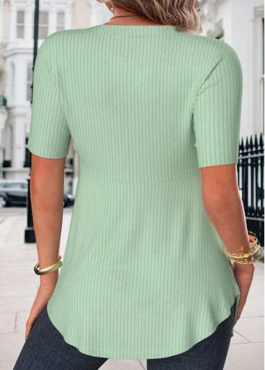 Green tops,Dot tops,ROTITA Polka Dot Green Heart Collar Fake Two Piece Twinset